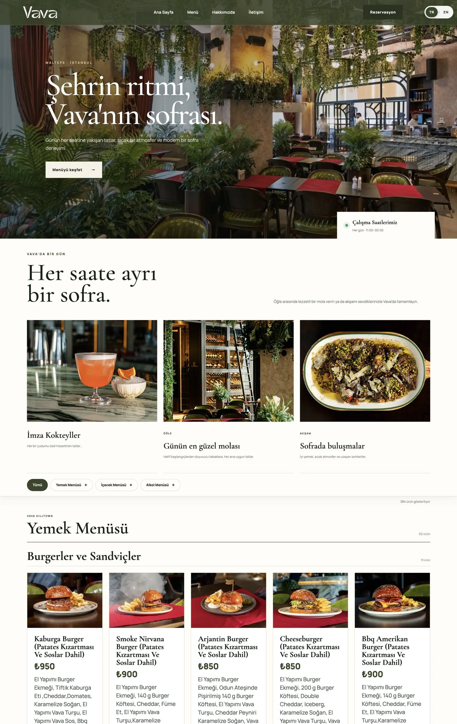 vavarestaurantt.com ana sayfası ve menüsü